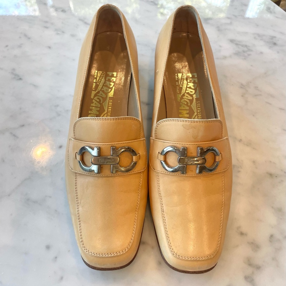 Salvatore Ferragamo Leather Loafers w/ Silver Branded Hardware, 7.5C - Picture 2 of 15